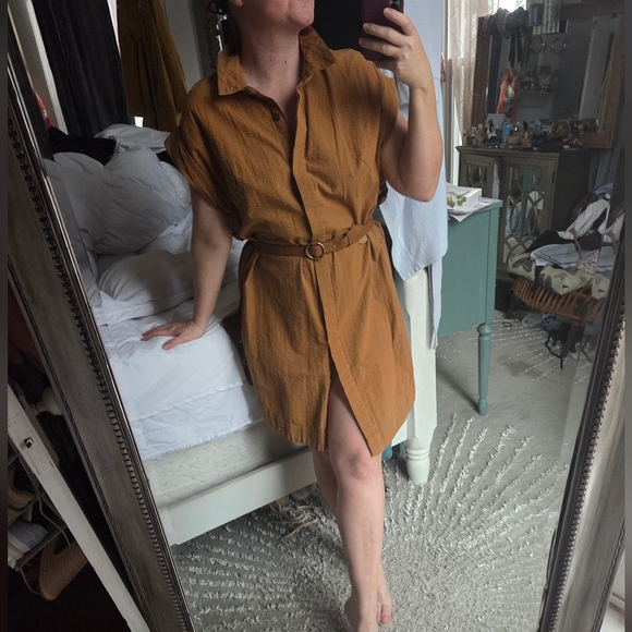 Anthropologie Maeve Brown Button Down Dress - Picture 2 of 16